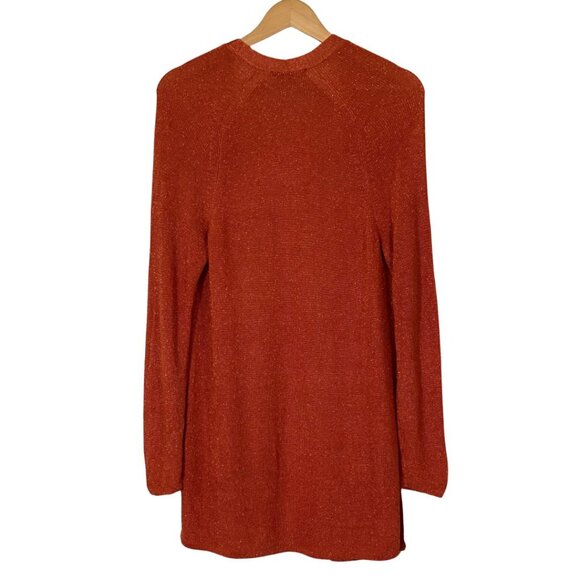 Ann Taylor Metallic Sparkle Open-Front Cardigan – Orange – SZ L - Picture 3 of 6